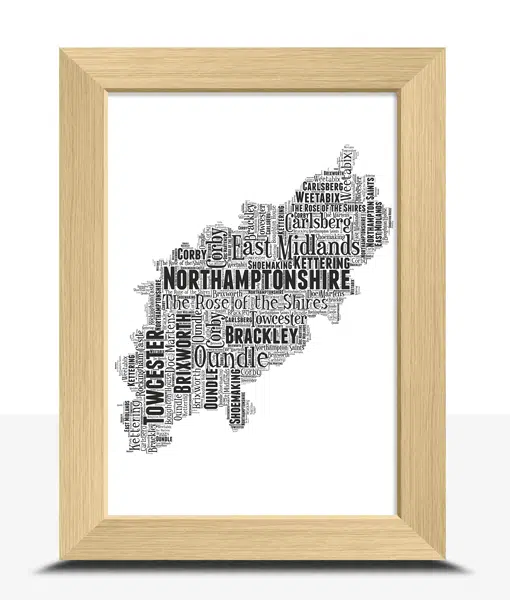 Personalised Northamptonshire Word Art Map Maps