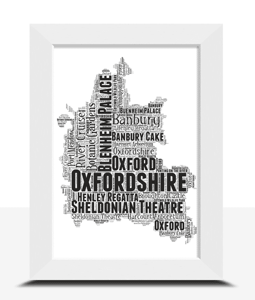 Personalised Oxfordshire Word Art Map Maps