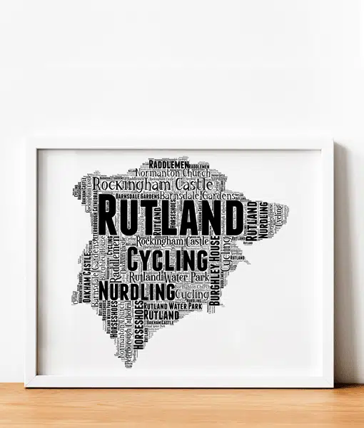 Personalised Rutland Word Art Map Maps