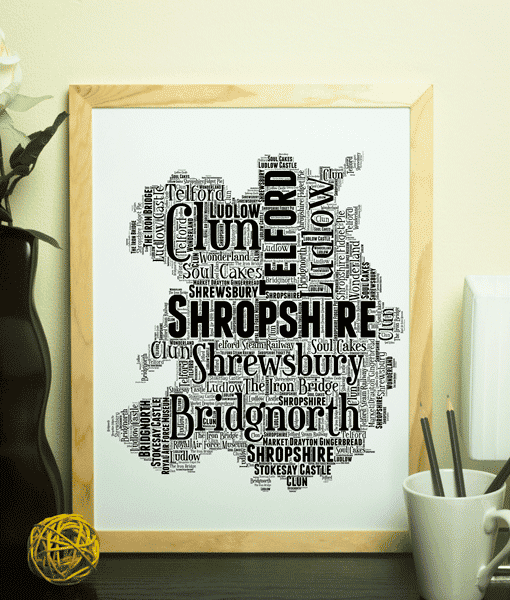 Personalised Shropshire Word Art Map Maps