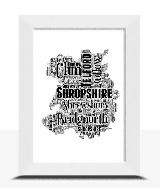 Personalised Shropshire Word Art Map Maps
