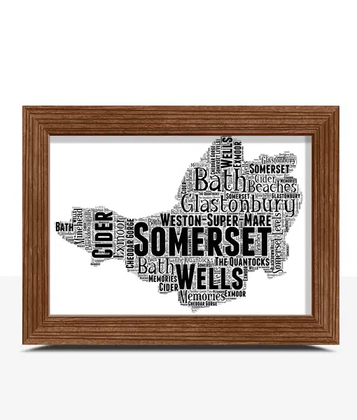 Personalised Somerset Word Art Map Maps