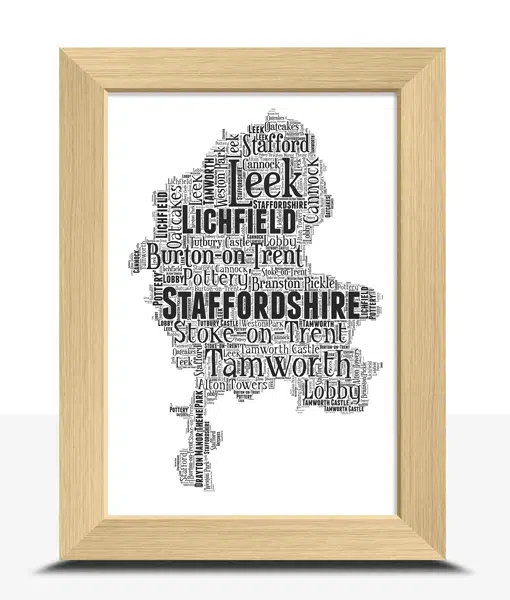 Personalised Staffordshire Word Art Map Maps