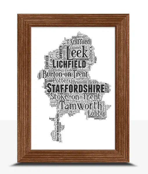 Personalised Staffordshire Word Art Map Maps