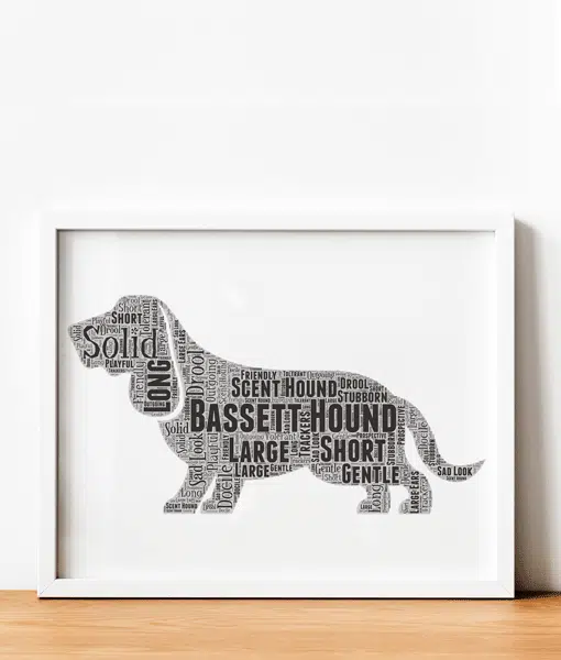 Personalised Bassett Hound Dog – Word Art Gift Animal Prints