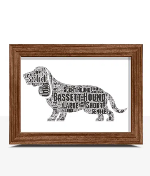 Personalised Bassett Hound Dog – Word Art Gift Animal Prints