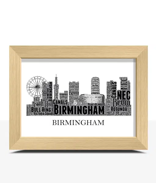 Personalised Birmingham City Skyline Word Art Picture City Skyline Prints