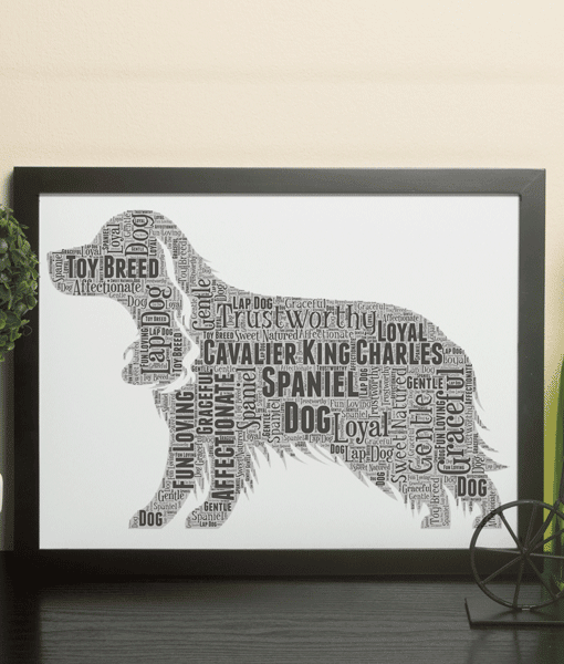 Personalised Cavalier King Charles Spaniel Dog – Word Art Animal Prints