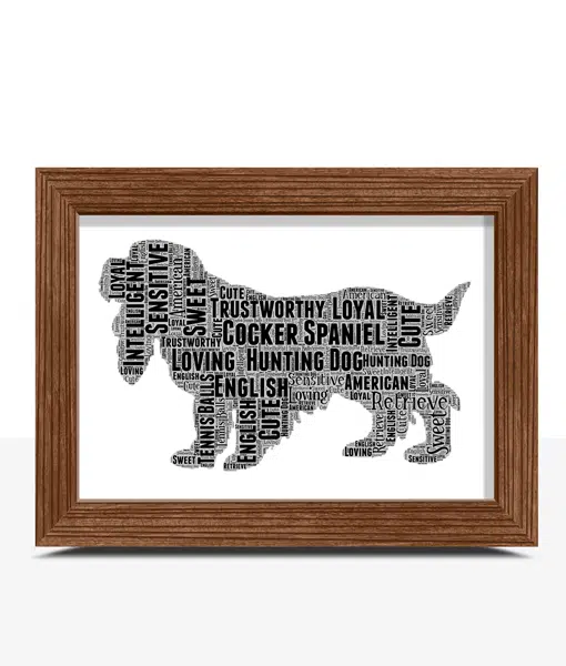 Personalised Cocker Spaniel Dog – Word Art Animal Prints