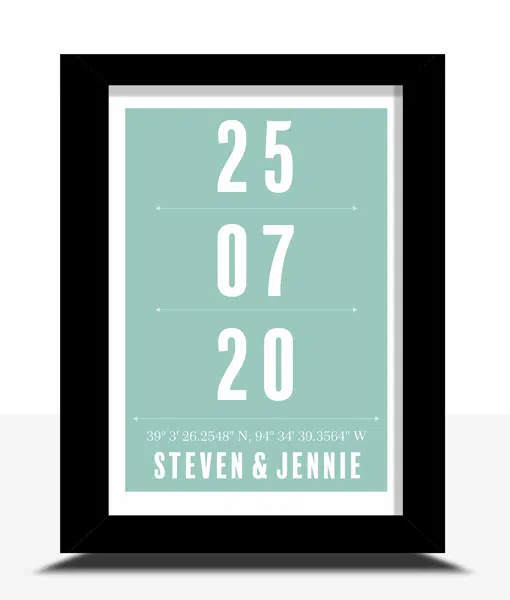 Special Time and Place – Date and Coordinates Print – Couple Personalised Gift Anniversary Gifts