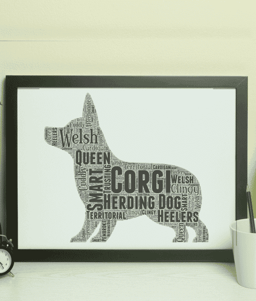 Personalised  Border Collie Dog word art typography print 