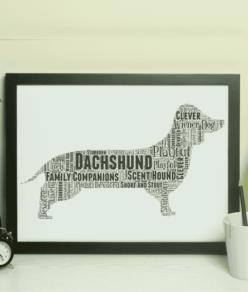 Personalised Dachshund – Sausage Dog – Word Art | ABC Prints