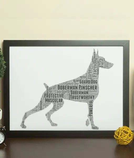 Personalised Doberman Dog – Word Art Animal Prints