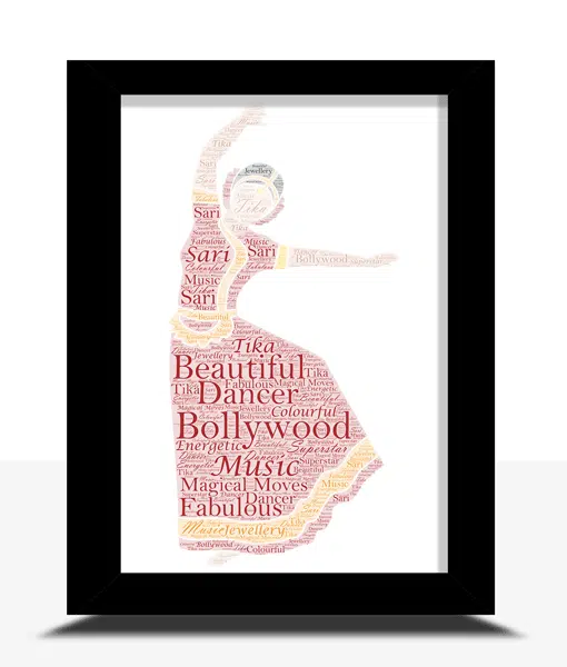 Female Bollywood Dancer – Personalised Word Art Gift Dance Gifts