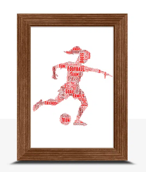 Female Football Player Gift – Personalised Word Art Print Football Gifts