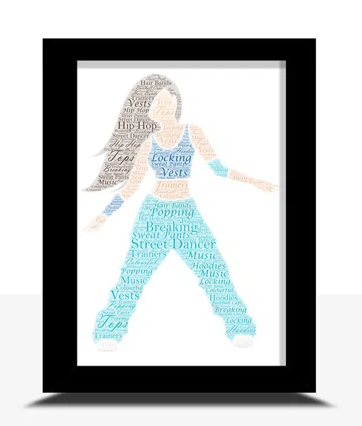 Female Street Dancer – Personalised Word Art Gift Dance Gifts