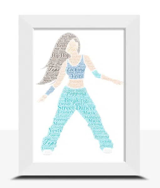 Female Street Dancer – Personalised Word Art Gift Dance Gifts