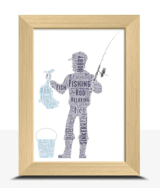 Personalised Fisherman Gift – Word Art Picture Sport Gifts