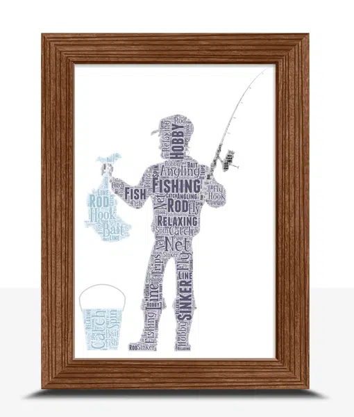 Personalised Fisherman Gift – Word Art Picture Sport Gifts