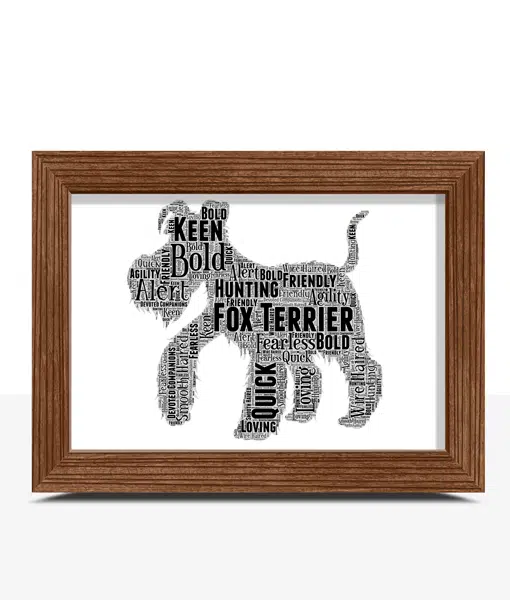 Personalised Fox Terrier Dog Word Art Picture Gift Animal Prints