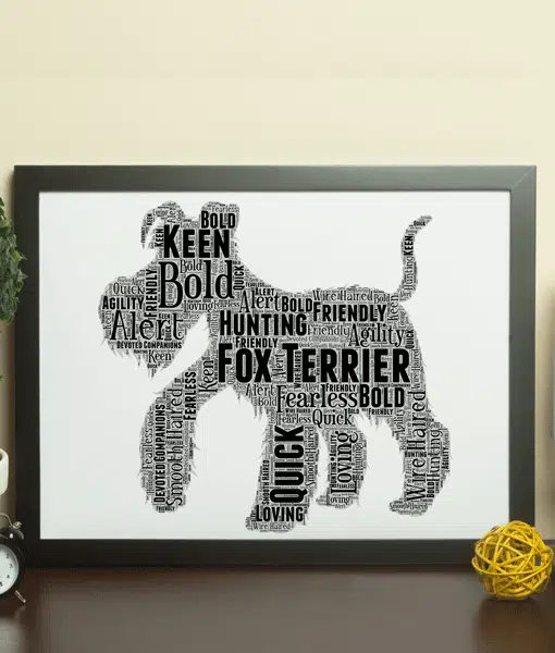 Personalised Fox Terrier Dog Word Art Picture Gift Animal Prints