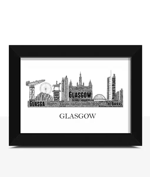 Personalised Glasgow Skyline Word Art City Skyline Prints