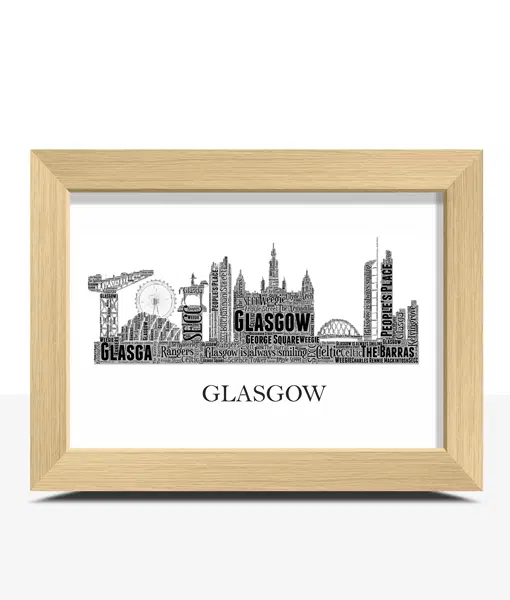 Personalised Glasgow Skyline Word Art City Skyline Prints