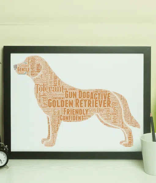 Personalised Golden Retriever Dog – Word Art Animal Prints