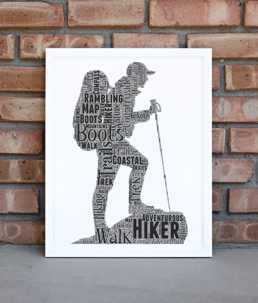 Male Hiker – Walker – Rambler – Personalised Word Art Gift Sport Gifts