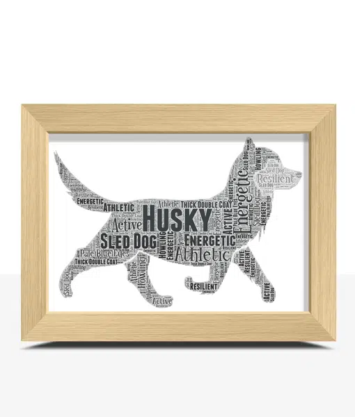 Personalised Husky Dog Word Art Picture Print Gift Animal Prints