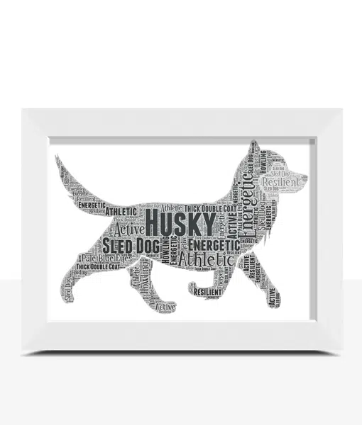 Personalised Husky Dog Word Art Picture Print Gift Animal Prints