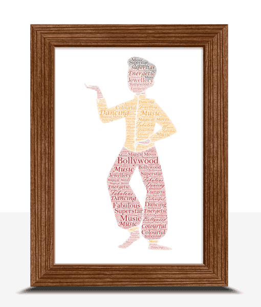 Male Bollywood Dancer – Personalised Word Art Gift Dance Gifts