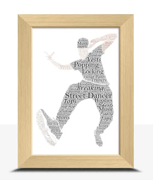 Male Street Dancer – Personalised Word Art Gift Dance Gifts