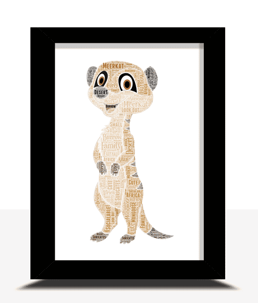 Personalised Meerkat Birthday Word Art Print A5 A4 Prints & Framed