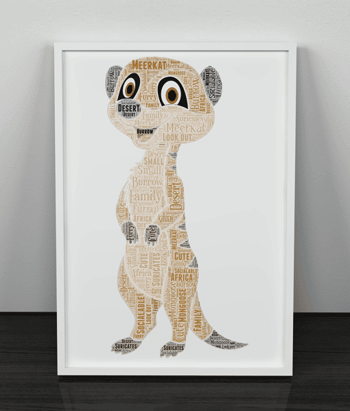 Personalised Meerkat Birthday Word Art Print A5 A4 Prints & Framed