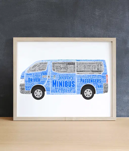 Minibus Word Art – Personalised Minibus Driver Gift Travel