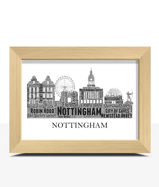 Personalised Nottingham City Skyline Word Art Picture Frame City Skyline Prints