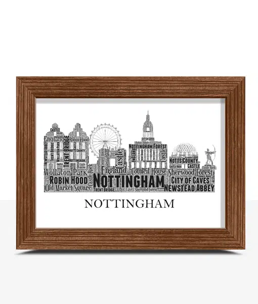 Personalised Nottingham City Skyline Word Art Picture Frame City Skyline Prints