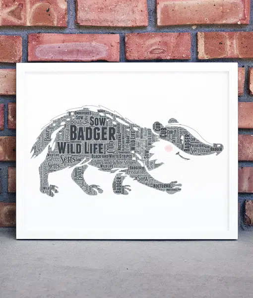 Personalised Badger Word Art Print Animal Prints