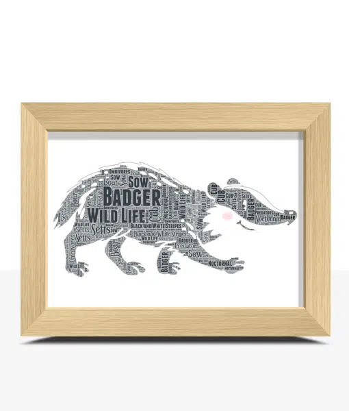 Personalised Badger Word Art Print Animal Prints