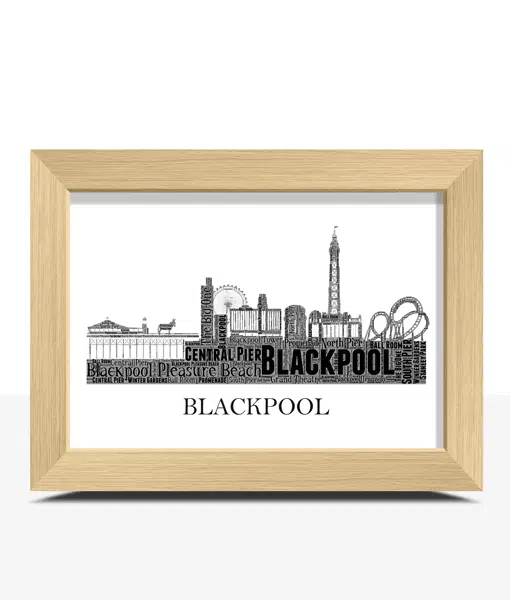 Personalised Blackpool Skyline Word Art City Skyline Prints