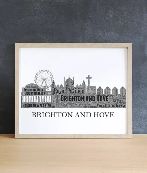 Personalised Brighton and Hove Skyline Word Art City Skyline Prints