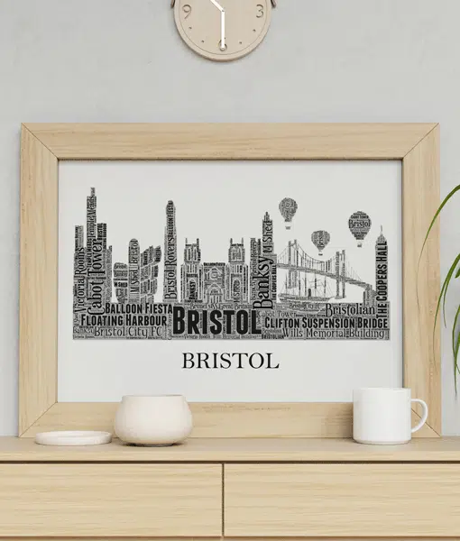 Personalised Bristol Skyline Word Art City Skyline Prints