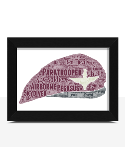 Personalised British Army Paratrooper Beret Word Art Gift Military Gifts