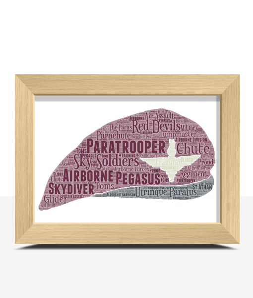 Personalised British Army Paratrooper Beret Word Art Gift Military Gifts