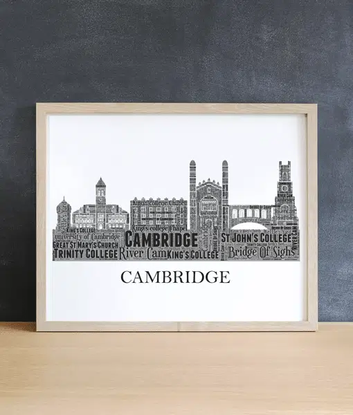 Personalised Cambridge Skyline Word Art City Skyline Prints