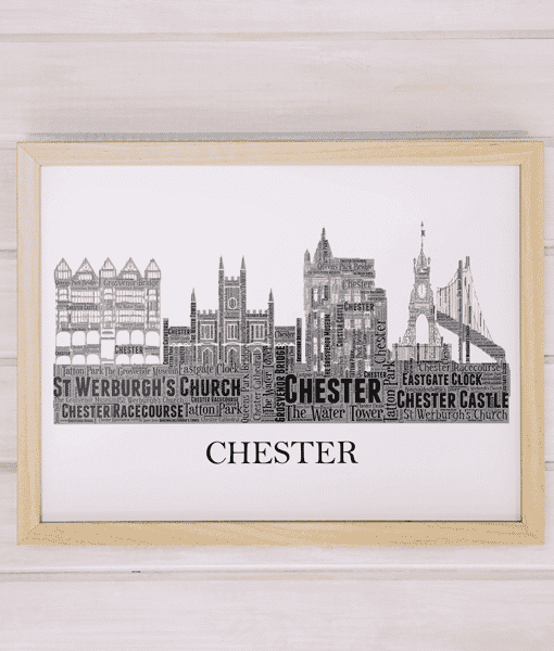 Personalised Chester Skyline Word Art City Skyline Prints