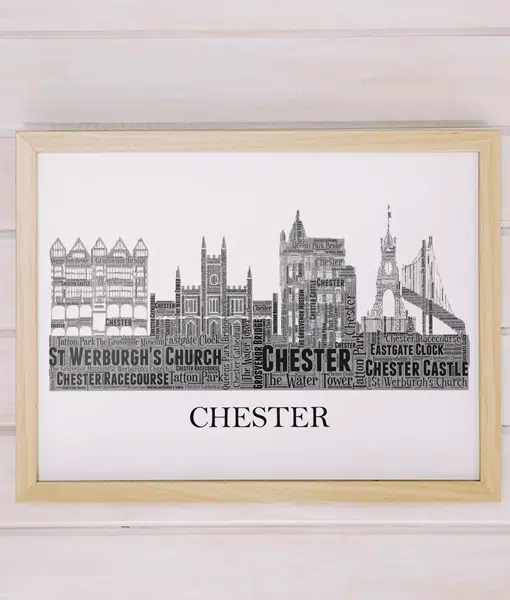 Personalised Chester Skyline Word Art City Skyline Prints