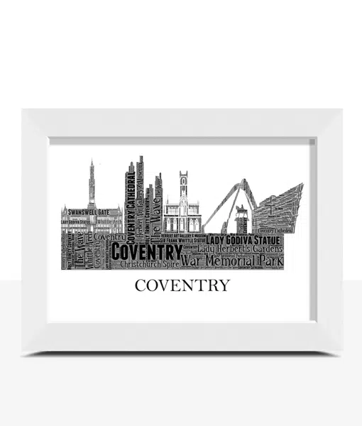Personalised Coventry Skyline Word Art City Skyline Prints