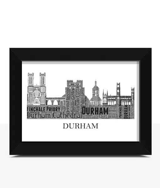 Personalised Durham City Skyline Word Art Picture City Skyline Prints